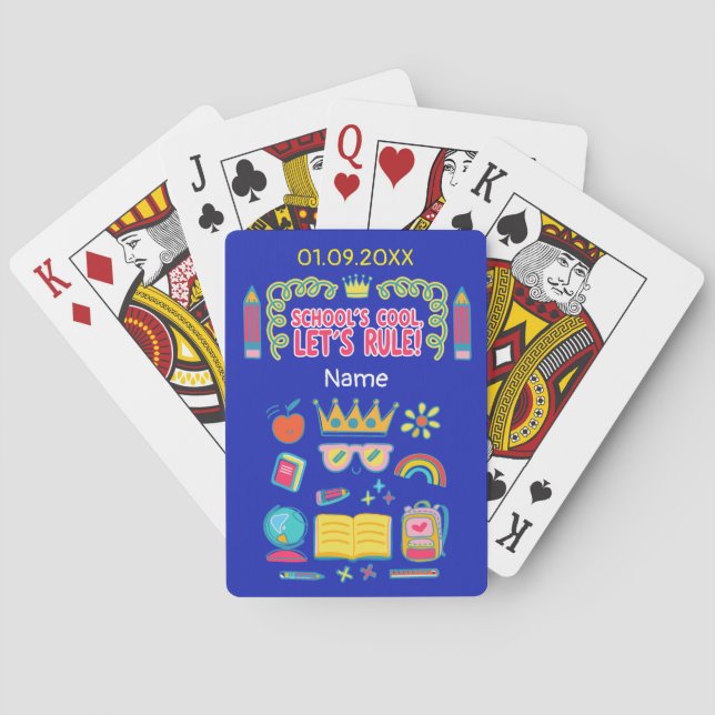 "School’s cool let’s rule" motivation quotes gift Playing Cards (Back)