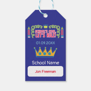 "School’s cool let’s rule" motivation quotes Gift Tags