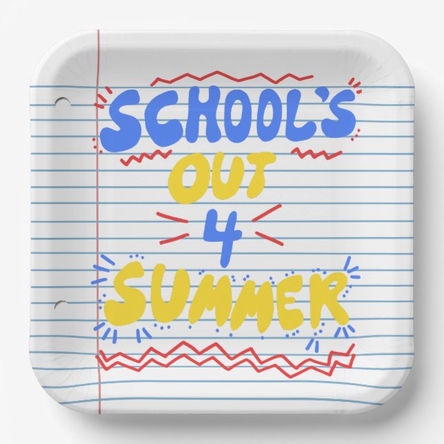 School’s Out Loose Leaf Paper Invitation Plate (Front)