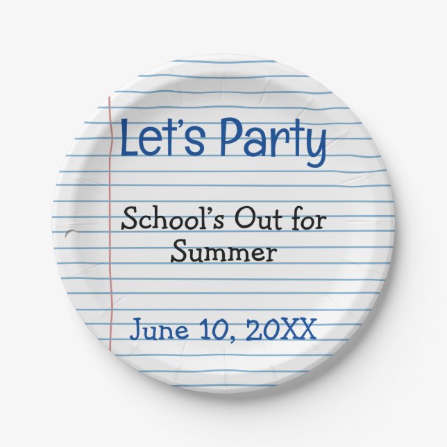 School’s Out Loose Leaf Paper Paper Plate (Front)