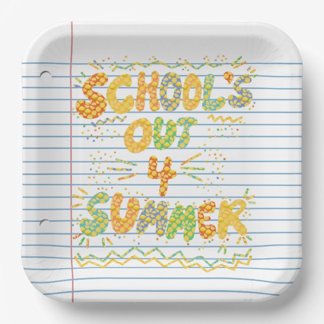 School’s Out Loose Leaf Paper Paper Plate (Front)