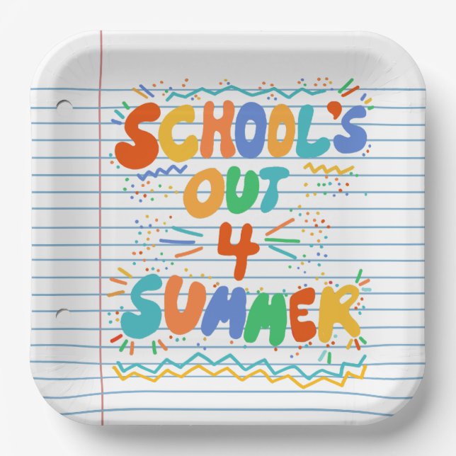 School’s Out Loose Leaf Paper Paper Plate (Front)