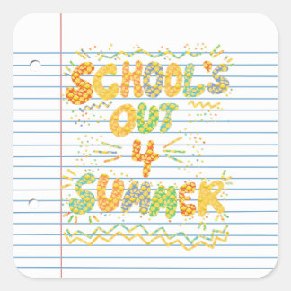 School’s Out Loose Leaf Paper Square Sticker