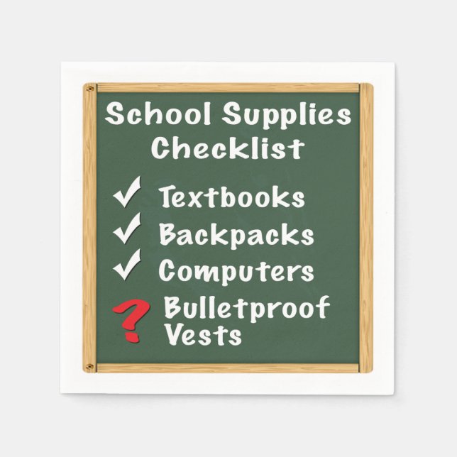 School Safety Supplies Checklist Napkin (Front)