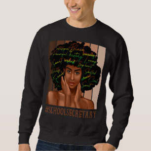 School Secretary African Women Messy Bun Black His Sweatshirt