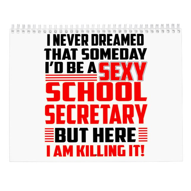 School Secretary Calendar Funny Gift for Women Men (Back)
