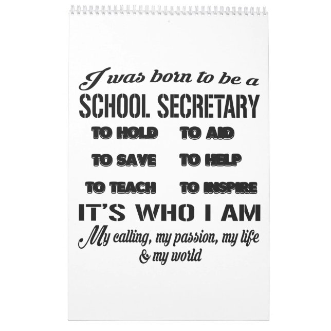 School Secretary Calendar Funny Gift for Women Men (Back)