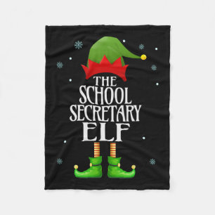 School Secretary Elf Xmas Funny Family Matching Ch Fleece Blanket