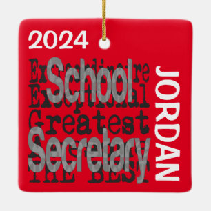 School Secretary Extraordinaire CUSTOM Ceramic Ornament