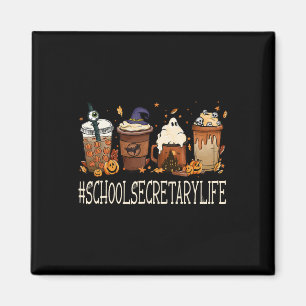 School Secretary Horror Fall Coffee Halloween Pump Magnet