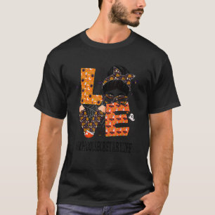 School Secretary Love Messy Bun Pumpkin Women Hall T-Shirt