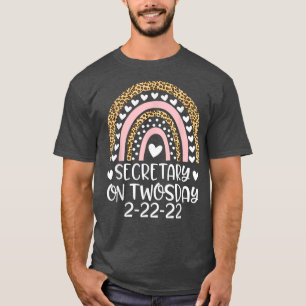 School Secretary On Twosday 2_22_2022 Funny Februa T-Shirt