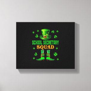 School Secretary Squad St. Patrick's Day Clovers J Canvas Print