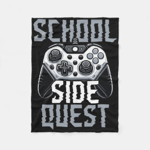 School Side Quest Funny Gamer Ck To School Fleece Blanket
