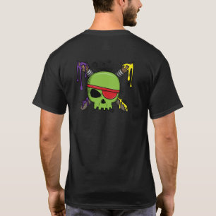School Skull Crossed Paint Brushes School T-Shirt