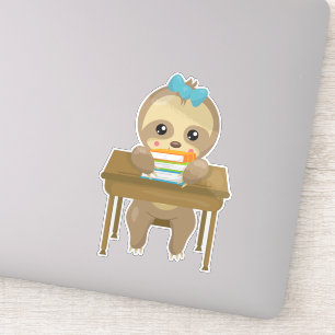 School Sloth, Cute Sloth, Baby Sloth, Books, Desk