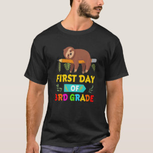 School Sloth First Day Of Third Grade Hello 3rd Gr T-Shirt