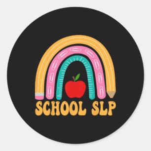 School Slp Rainbow Pencil Women Byck To School App Classic Round Sticker