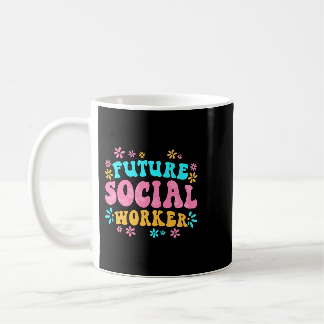 School Social Work Month Retro Flowers Future Soci Coffee Mug (Left)