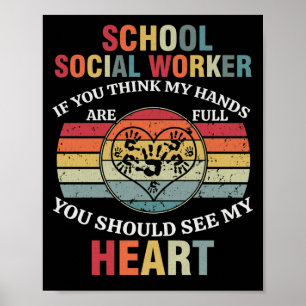 School Social Worker Appreciation Retro Sunset Poster