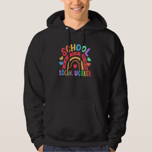School Social Worker - back to school colourful ra Hoodie