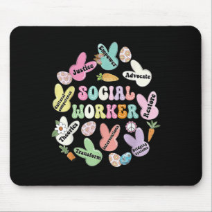 School Social Worker Bunny Funny Easter Hoppy Soci Mouse Mat