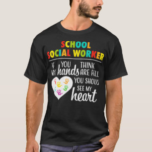 School social worker Cute Heart Gift Tshirt for Wo