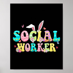 School Social Worker Happy Easter Bunny Eggs Rabbi Poster