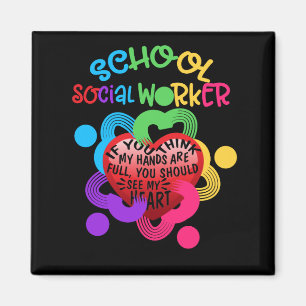 School Social Worker Heart Hand Magnet