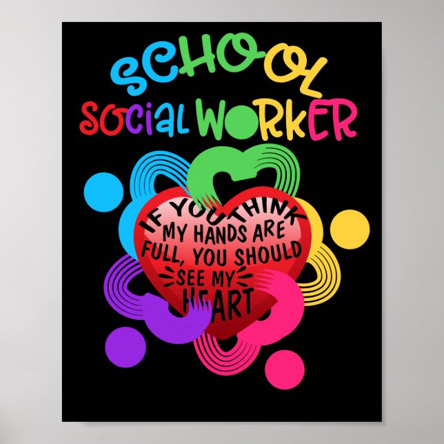 School Social Worker Heart Hand Poster (Front)