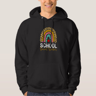 School Social Worker Rainbow Leopard Back To Schoo Hoodie