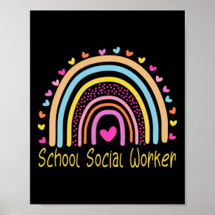 School Social Worker Rainbow Poster