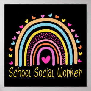 School Social Worker Rainbow Poster