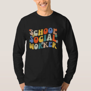 School Social Worker Retro Groovy Floral 70s T-Shirt