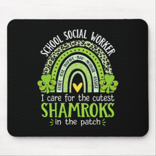 School Social Worker Shamrocks St Patricks Day Soc Mouse Mat