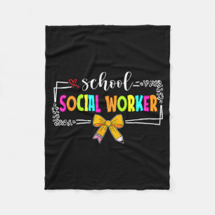 School Social Worker Summer Women Funny Last Day Fleece Blanket