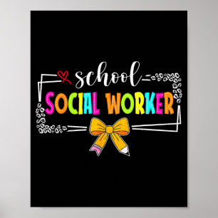 School Social Worker Summer Women Funny Last Day Poster