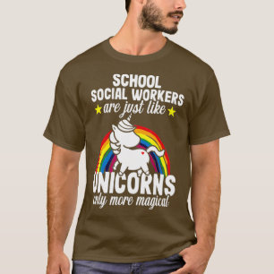 School Social Worker Unicorn Teacher Gift T-Shirt