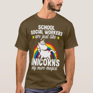 School Social Worker Unicorn Teacher Gift T-Shirt