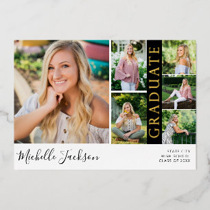 School Spirit 6 Photo Graduation Black Announce