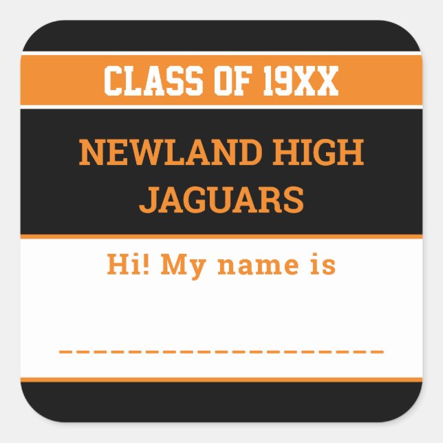 School Spirit! Custom Class Reunion name tag  (Front)