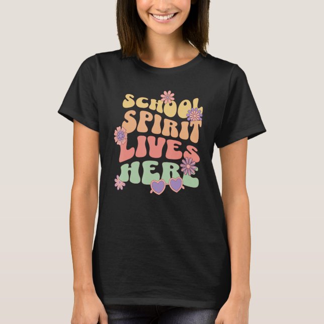 School Spirit Lives Here Cute Funny Back To School T-Shirt (Front)