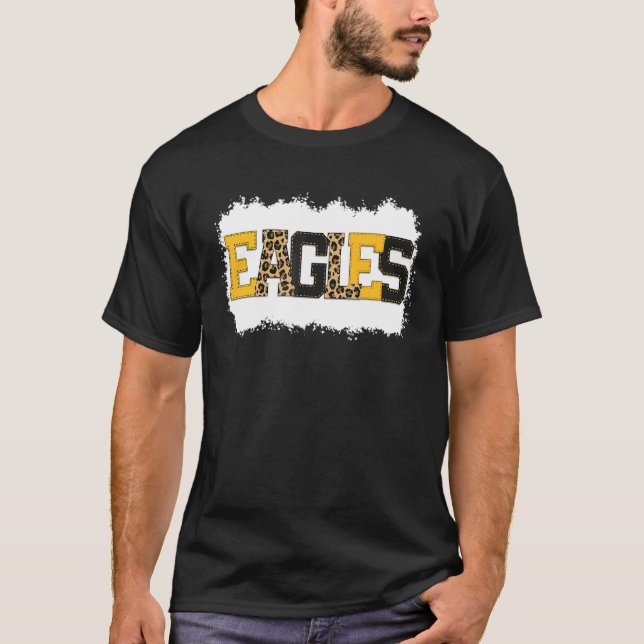 School Spirit Mascot Eagles Leopard Print Teacher T-Shirt (Front)