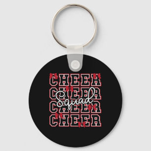 School Sport Cheerleader Cheerleading Red Bow Chee Key Ring