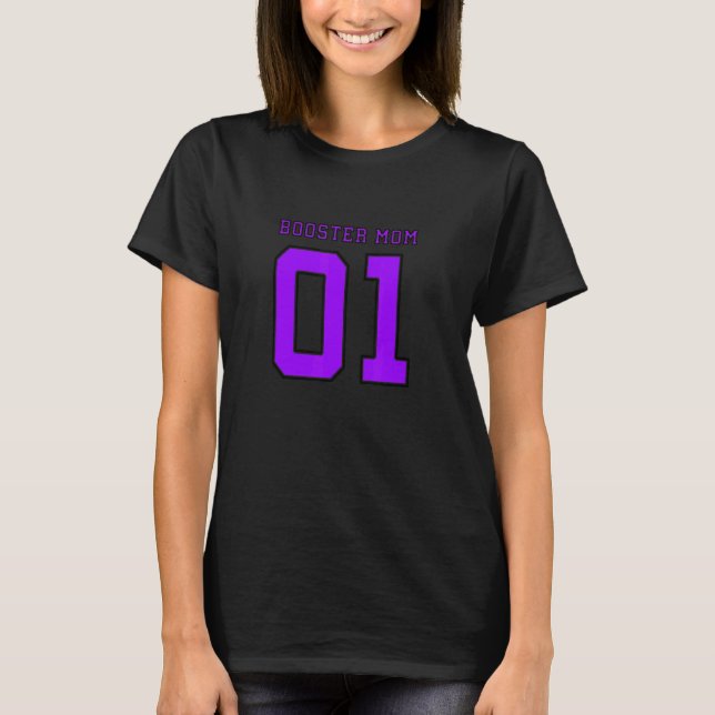 School Sports Themed Booster Club Mum Purple And B T-Shirt (Front)