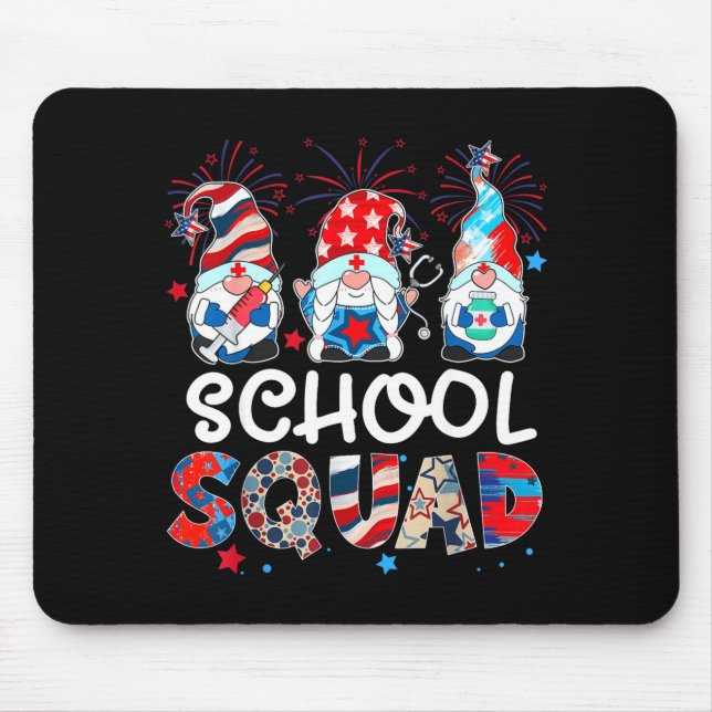 School squad gnome nurse patriotic stethoscope 4th mouse mat (Front)