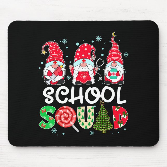 School squad gnome nurse stethoscope christmas mouse mat (Front)