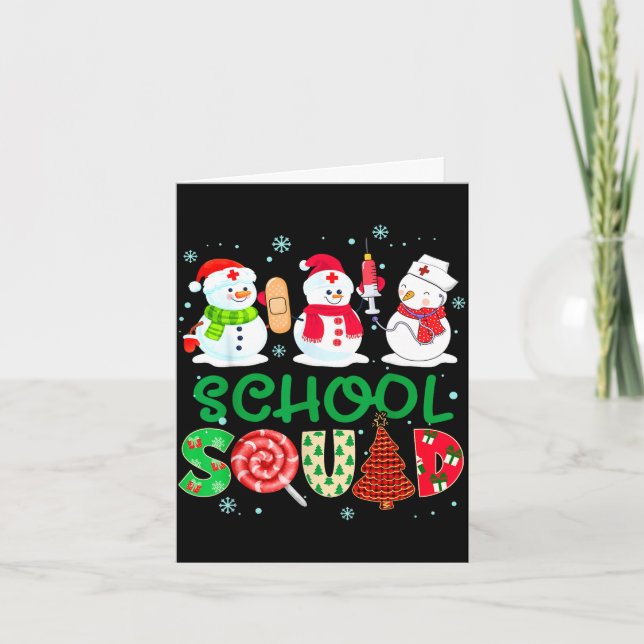 School squad nurse snowman stethoscope funny card (Front)