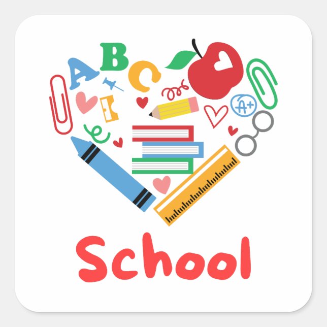 School Square Sticker (Front)