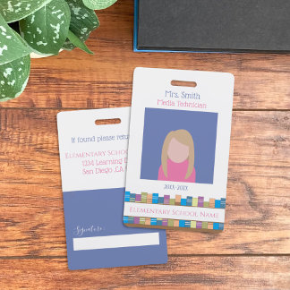 School Staff ID Badge with Big Photo